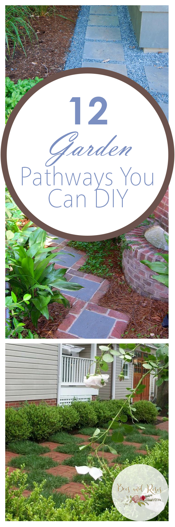 12 Garden Pathways You Can DIY ~ Bees and Roses